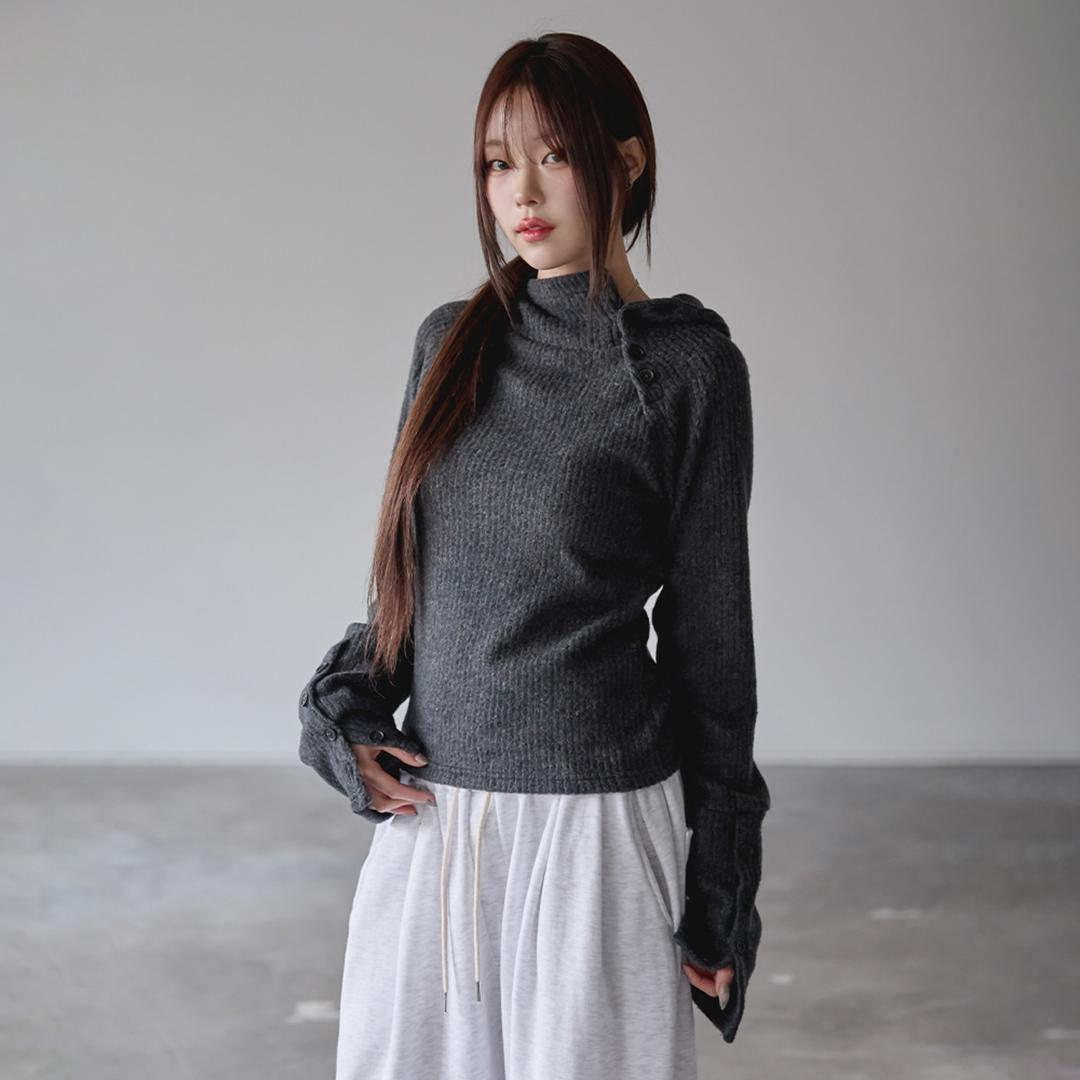 페톨 버튼 후드티셔츠