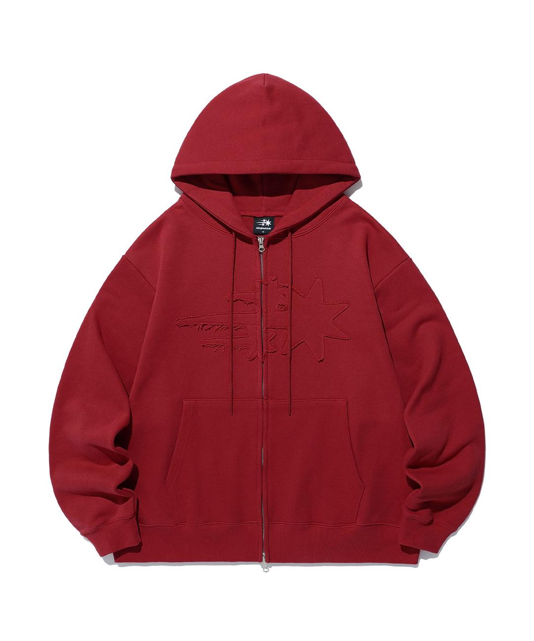 3STAR LOGO ZIP HOODIE[RED]