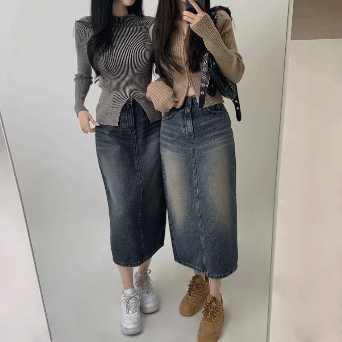 [당일배송][자체제작][봄신상] 155cm 드리밍 데님 롱 스커트 -2 color [기장추가]