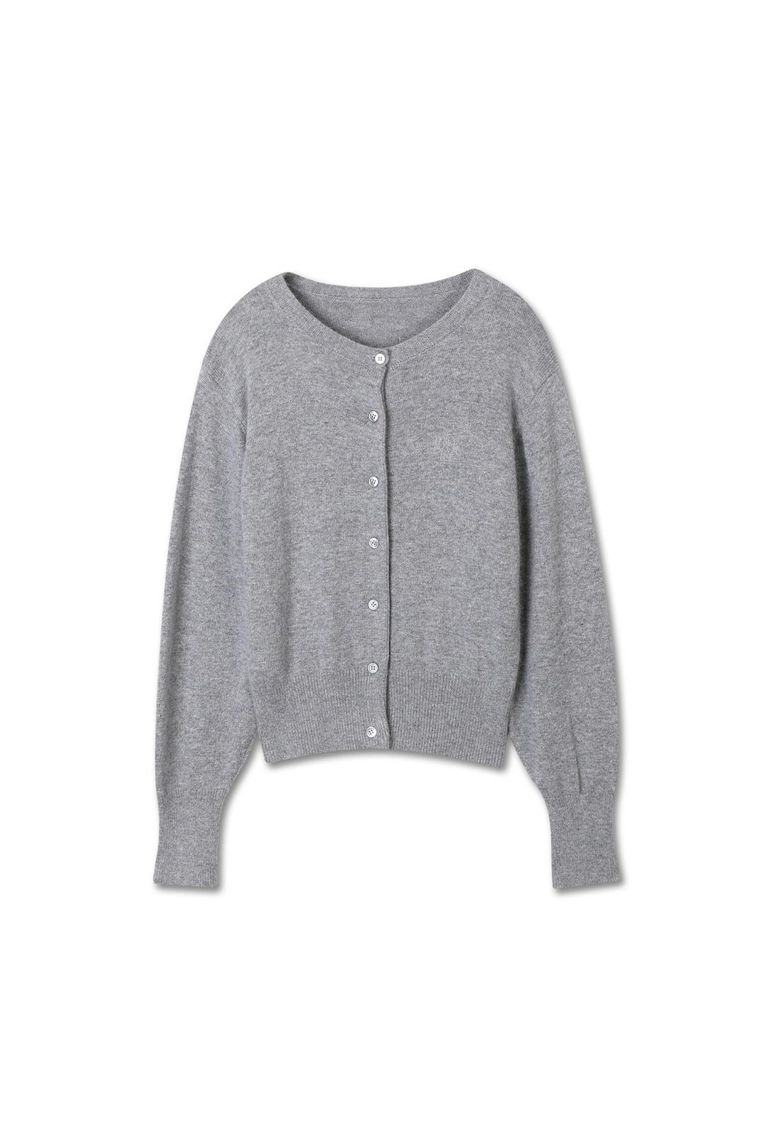 미치코런던 PUFF SLEEVE ANGORA WOOL CARDIGAN GREY