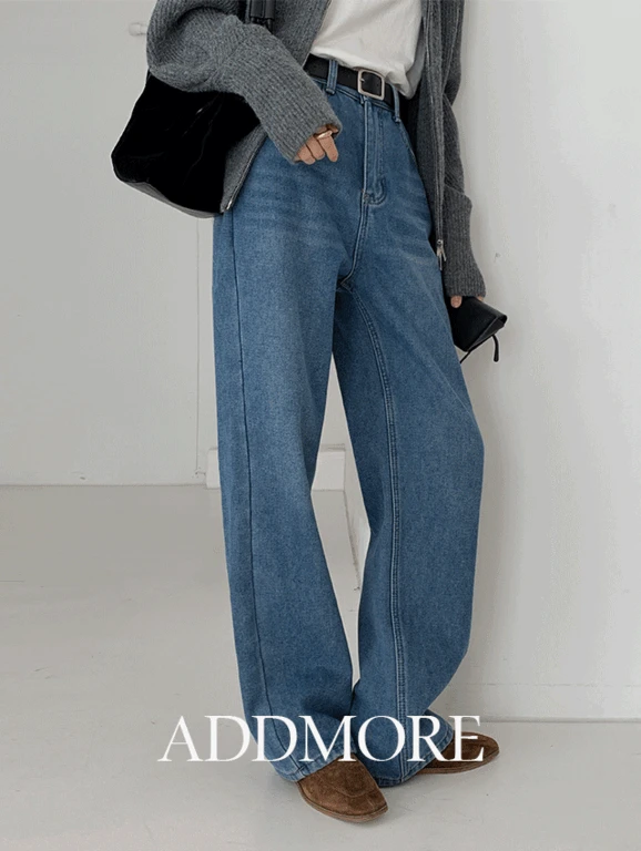 [☃️5천장돌파/기모바지/기모청바지][에드모어] mje934 피트 기모 세미 와이드 롱 데님팬츠