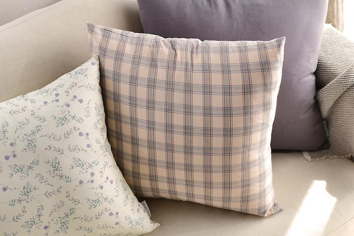 멜팅 쿠션커버 피치핑크체크 5size