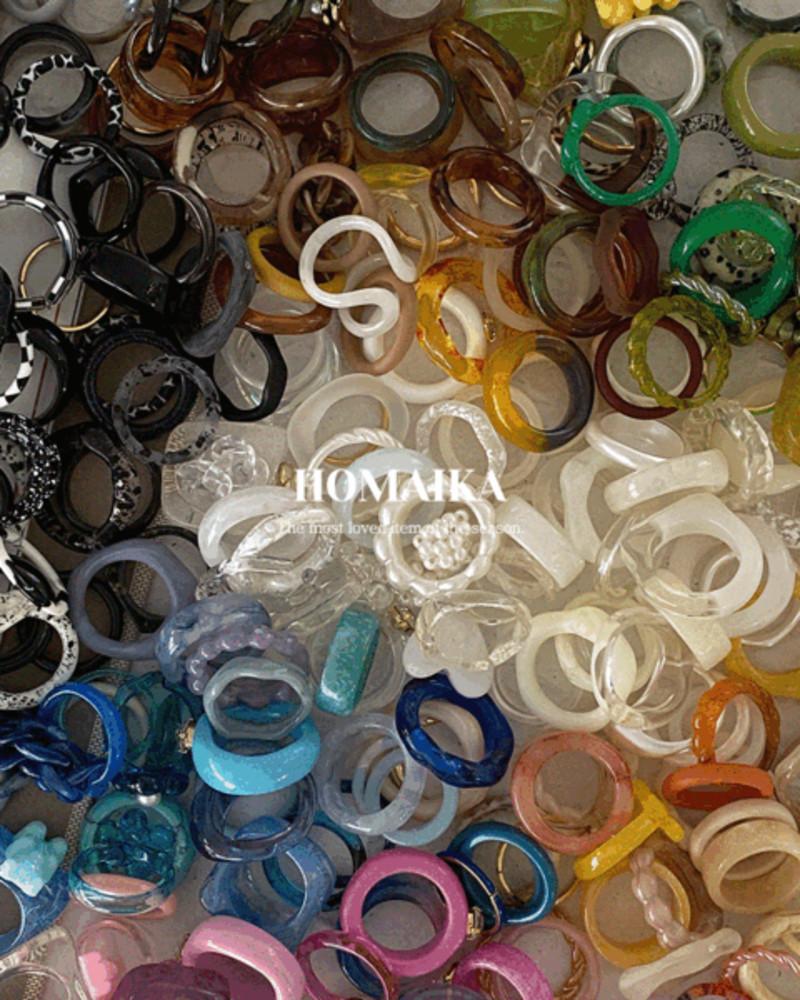 호마이카반지 물결 웨이브 마블 아크릴 레진 플라스틱 반지 Ver 2