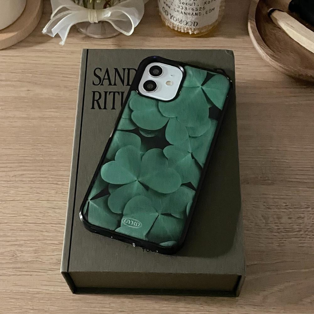 (풀커버 범퍼) 네잎클로버 폰 케이스 행운 커플 선물 아이폰 15 PRO 갤럭시 Z플립5