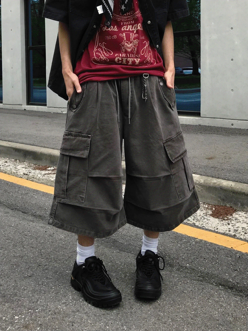 (MADE) Q LOGO PIGMENT BERMUDA PANTS 4C