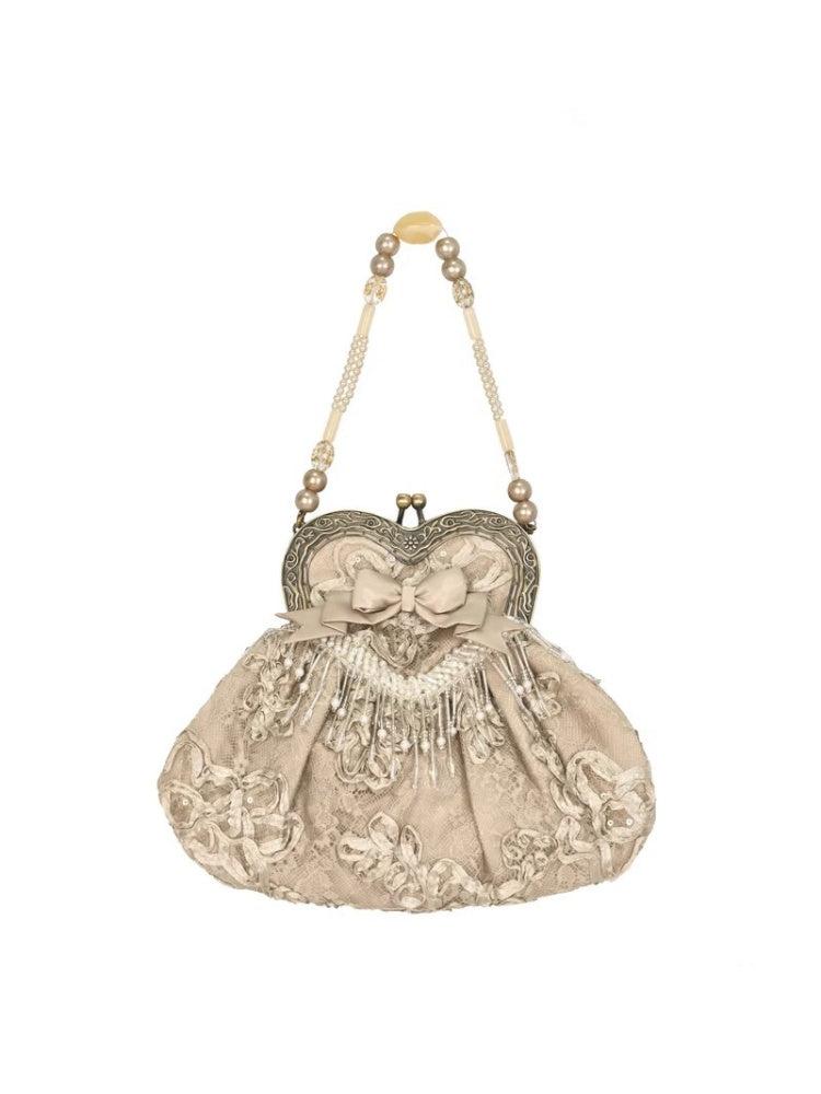 Love French Rococo Elegant Plate Embroidery Antique Feeling Handbag【s0000013569】
