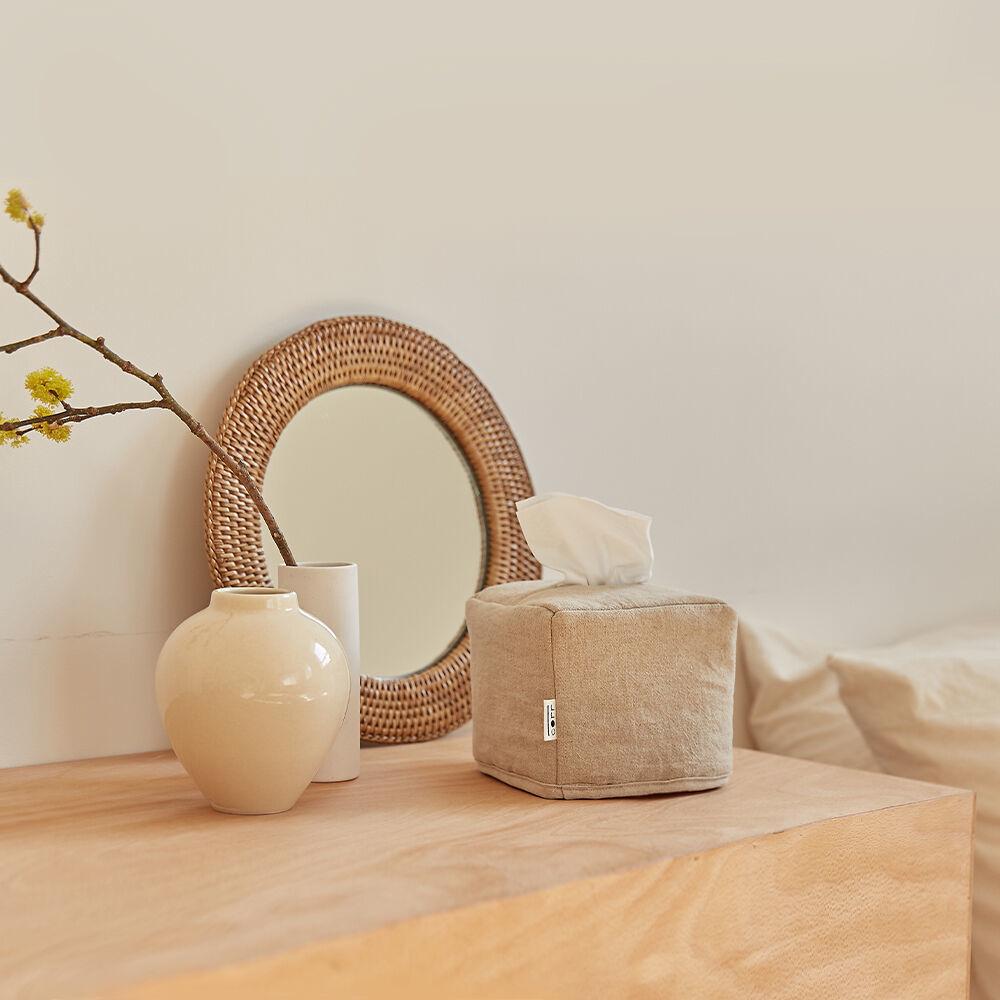 정사각 티슈케이스 오트밀