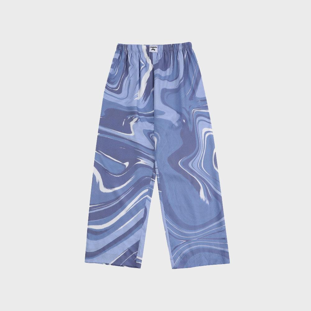 Wavy Blue 면모달 파자마 팬츠