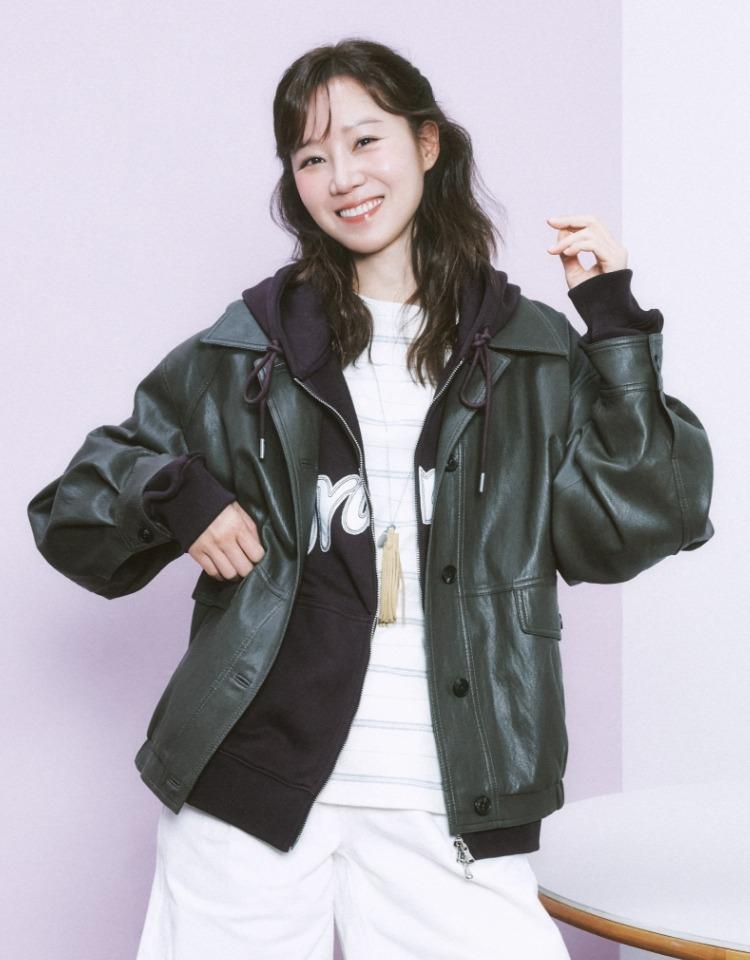 leather bomber jacket - brown