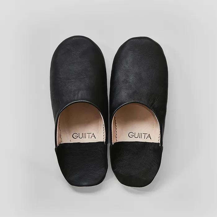 SHEEP LEATHER ROOM SHOES (BLACK)