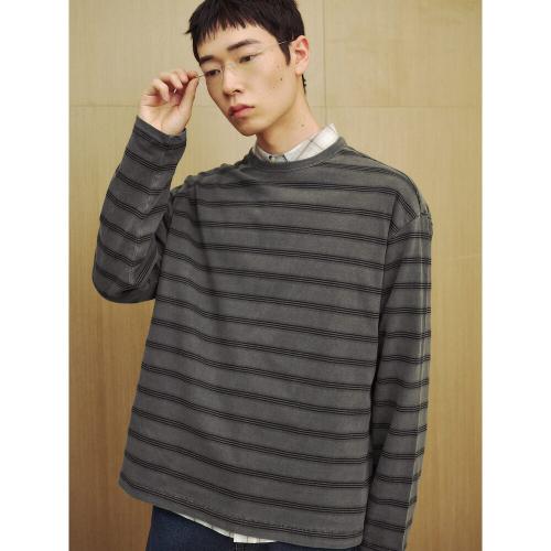 피그먼트다잉 스트라이프 티셔츠  애쉬