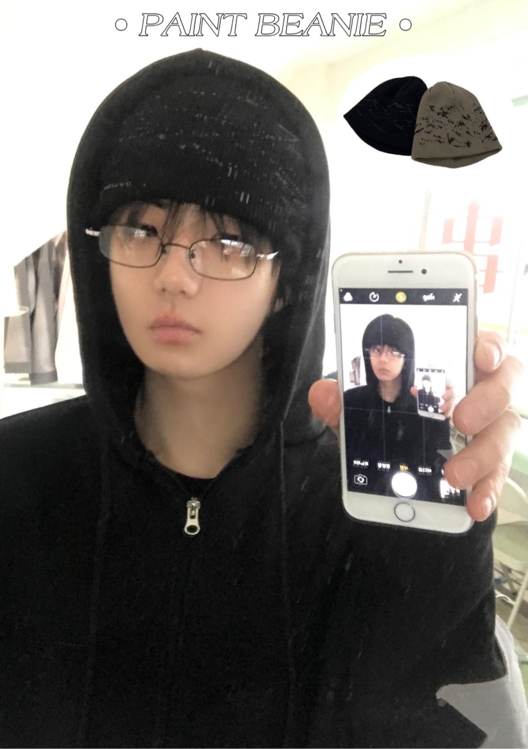 PAINT BEANIE (BLACK / MOCHA)