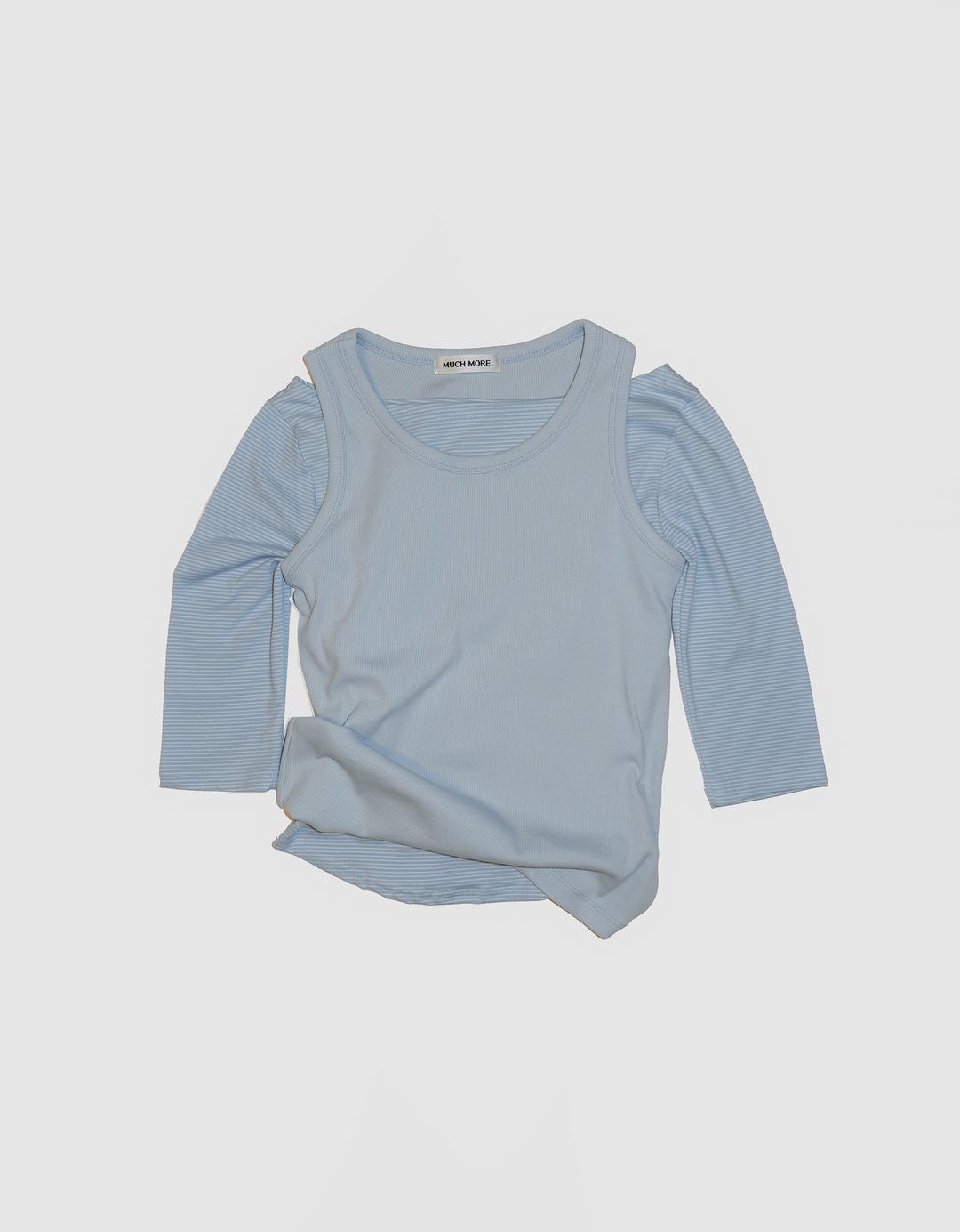Pudding Stripe Boat Top, Bubble Blue (2c)