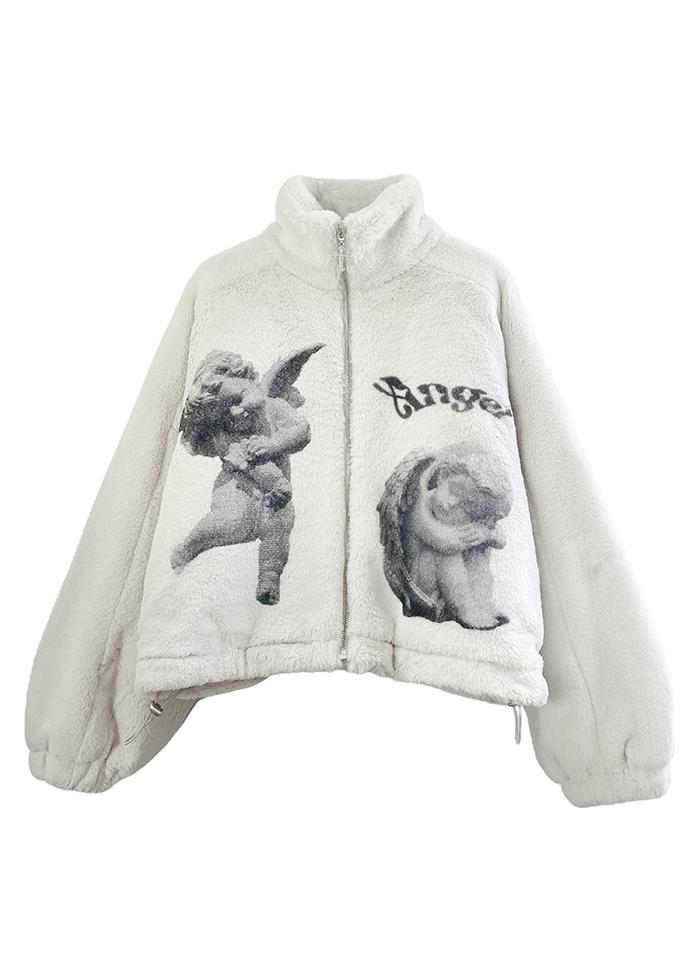 ANGELS ECO FUR ZIP UP JUMPER IVORY