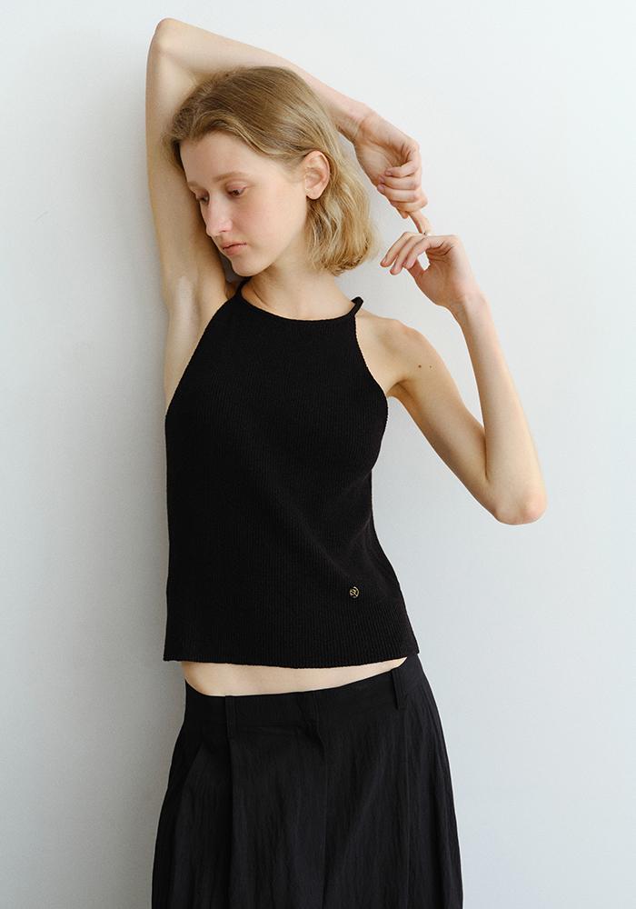 HALTER KNIT TOP_BLACK