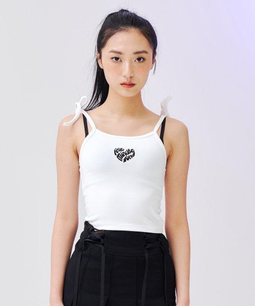 미닛 하트 크롭나시 탑 - 화이트