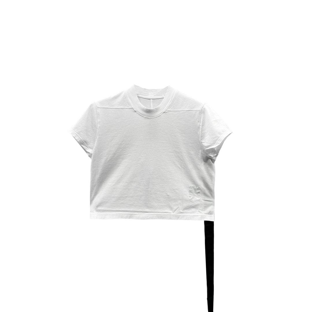 RICK OWENS DRKSHDW Cropped Small Level Tee Milk Medium Weight Cotton Jersey - S / Milk