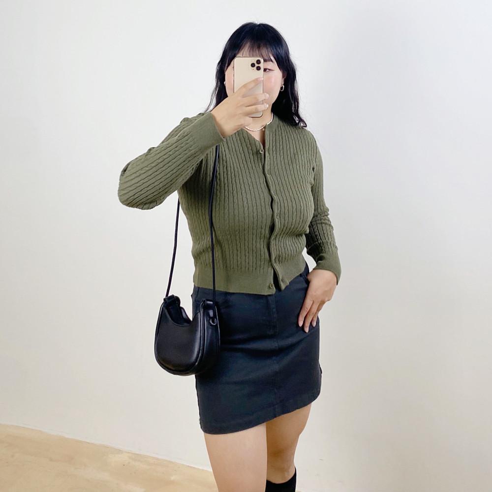 (곤색 바로발송) 플로니 꽈배기 슬림 가디건 [빅사이즈 55~77]