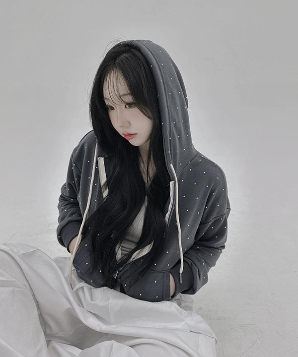 #13696 도트 투웨이 세미크롭 패턴 후드집업 : 4color