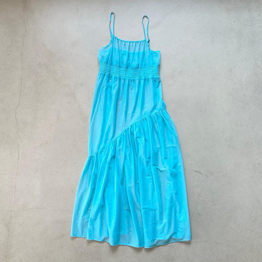 Aqua blue mesh one piece