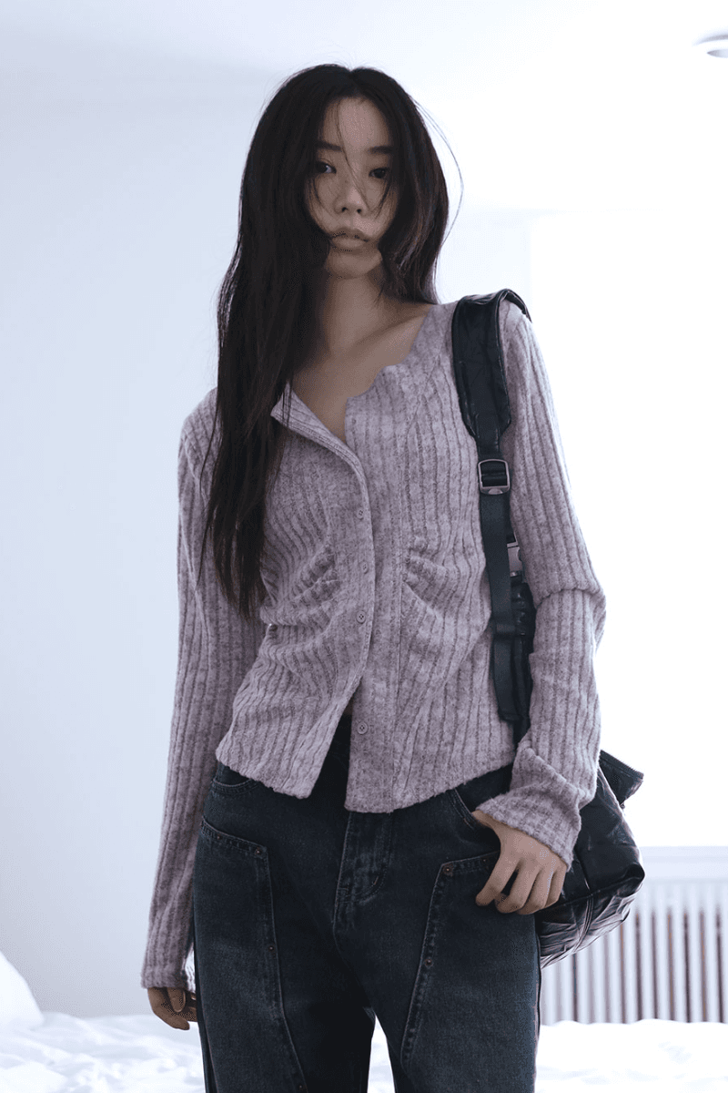 플루 니트 크롭 가디건