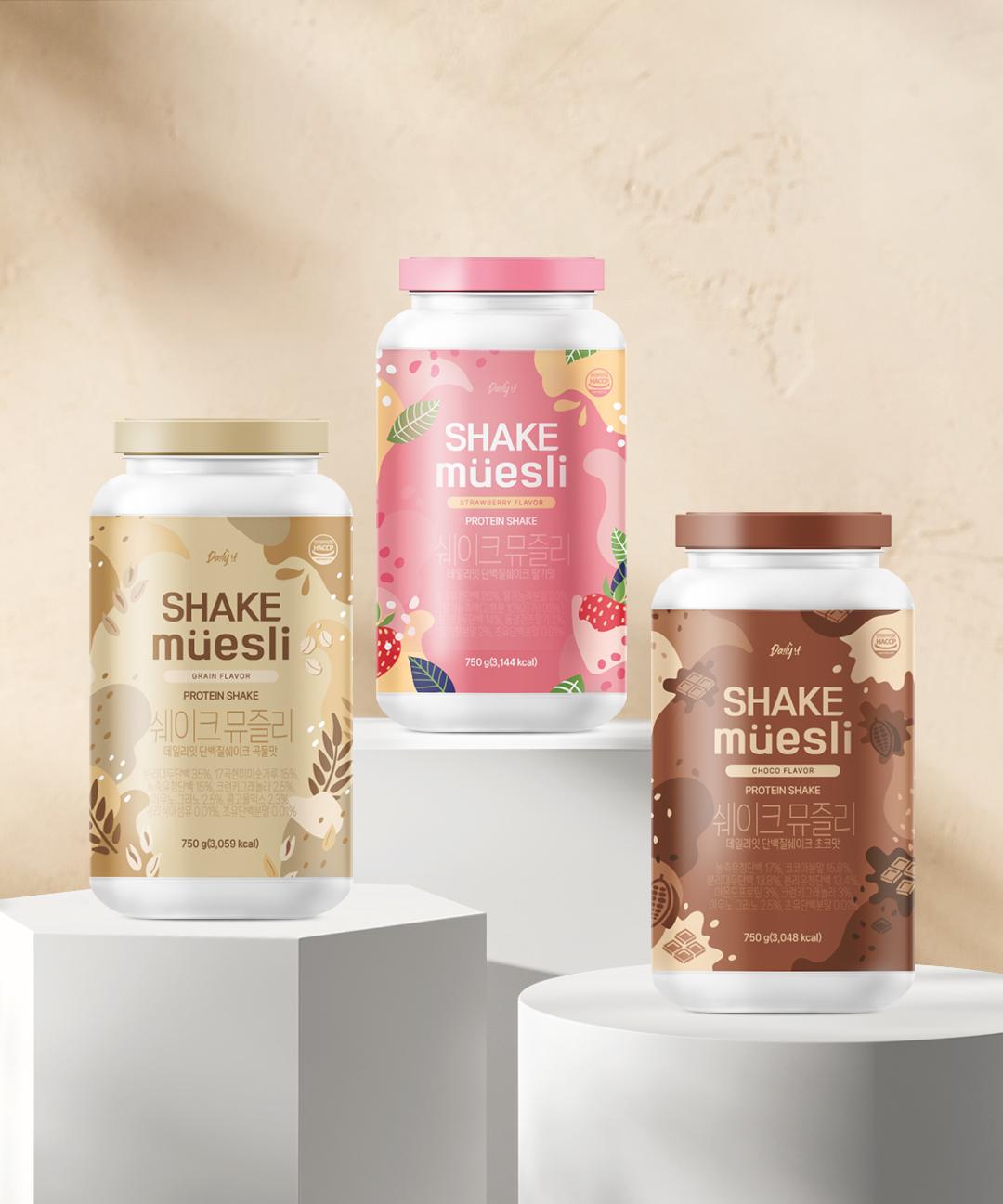 25회분 대용량 데일리잇 단백질 쉐이크 뮤즐리 (초코맛, 곡물맛, 딸기맛)