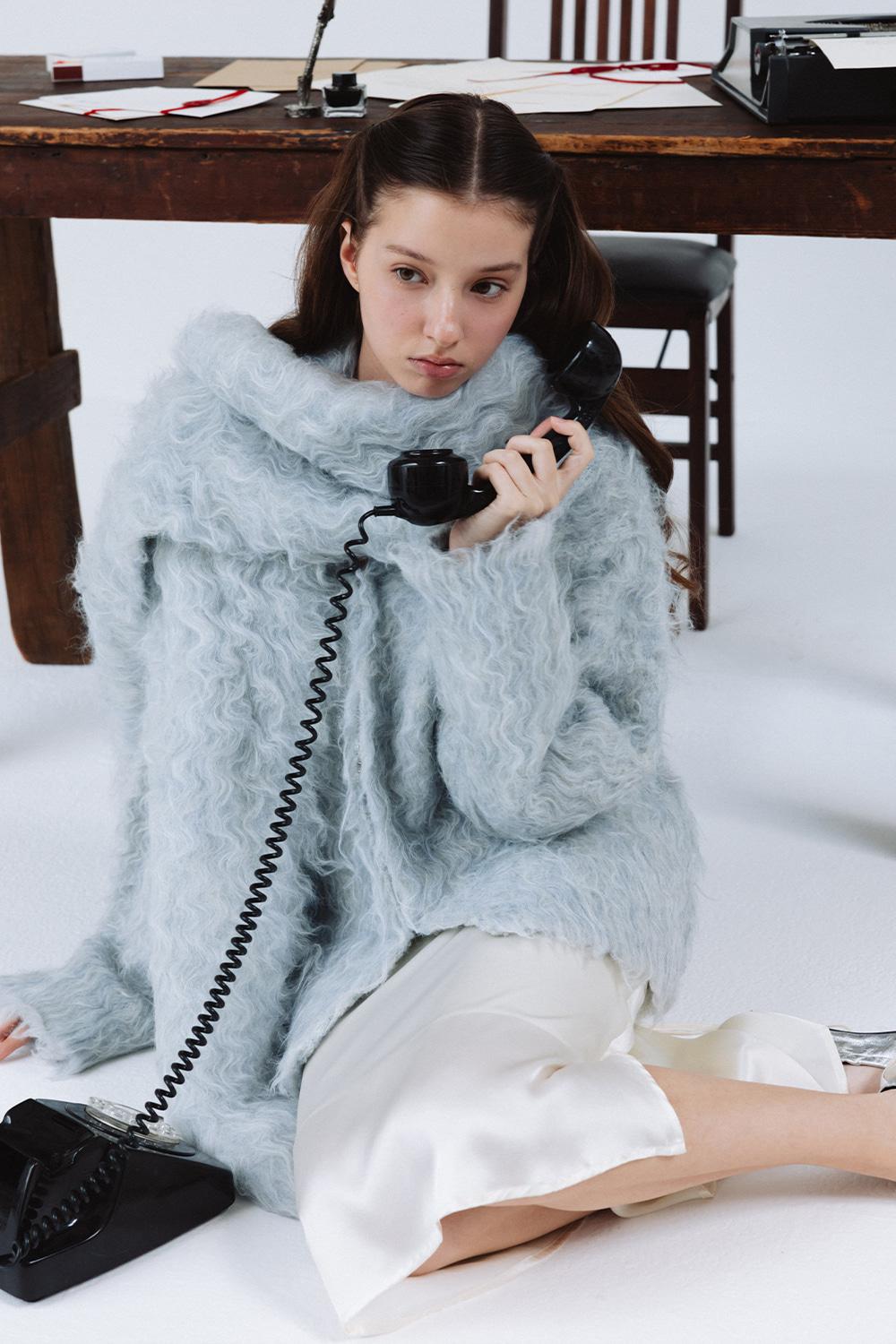 WAVY FLUFF LONG HAIR WOOL KNIT CARDIGAN_TT5W301LB