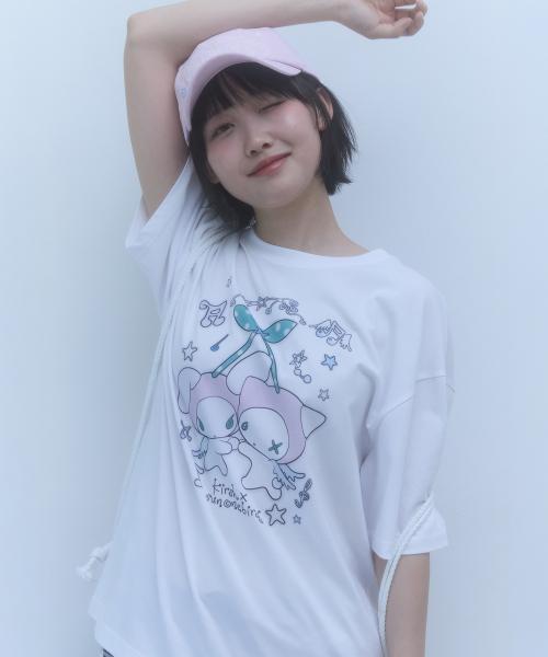 키르시 X 썬원버드 레빗 체리 루즈핏 티셔츠 [화이트]