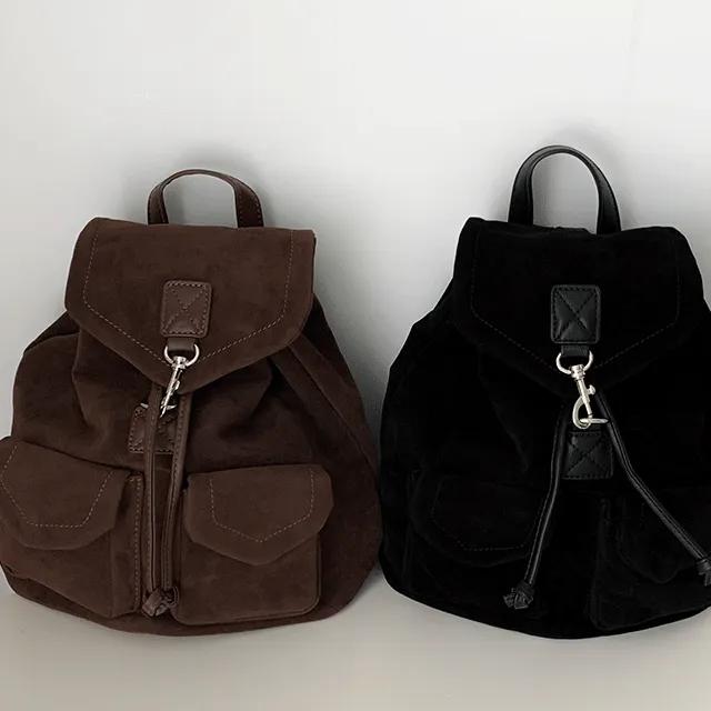 고퀄🤎 유사품주의 스웨이드 포켓 백팩 복조리백 가방 드뮤어