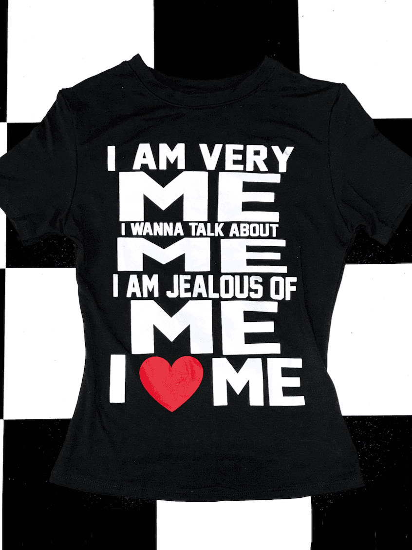I LOVE ME BABY TEE IN BLACK
