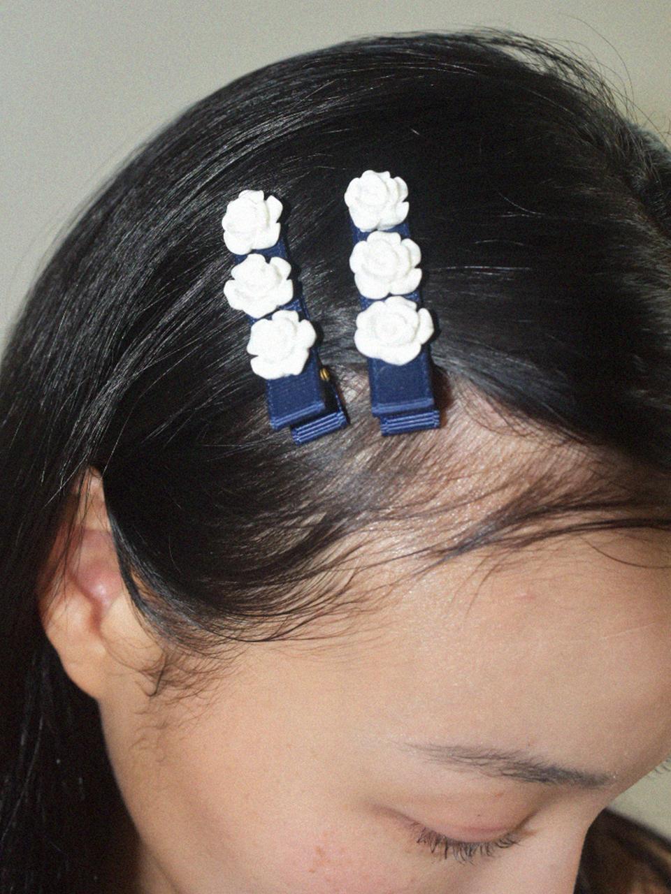 Field WHITE Flower HAIR PIN (2PCS 1SET)