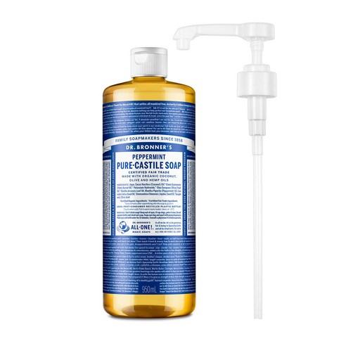 닥터브로너스 퓨어 캐스틸 솝 페퍼민트 950ml + 전용펌프, 1개 - 바디워시/스크럽/입욕용품 | 쿠팡