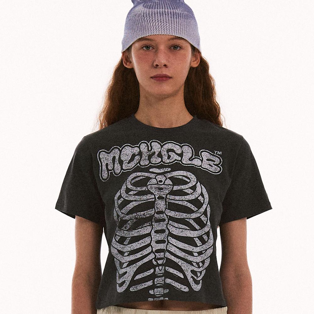 빈티지 본즈 크롭 티 (다크 그레이)