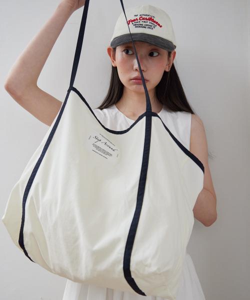Line summer beach bag_NAVY