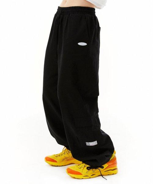 Linen Cargo Jogger Pants Black