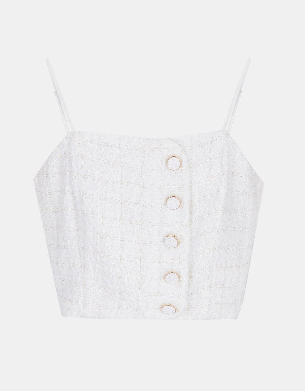 버튼 프론트 캐미 탑 - 화이트 / M