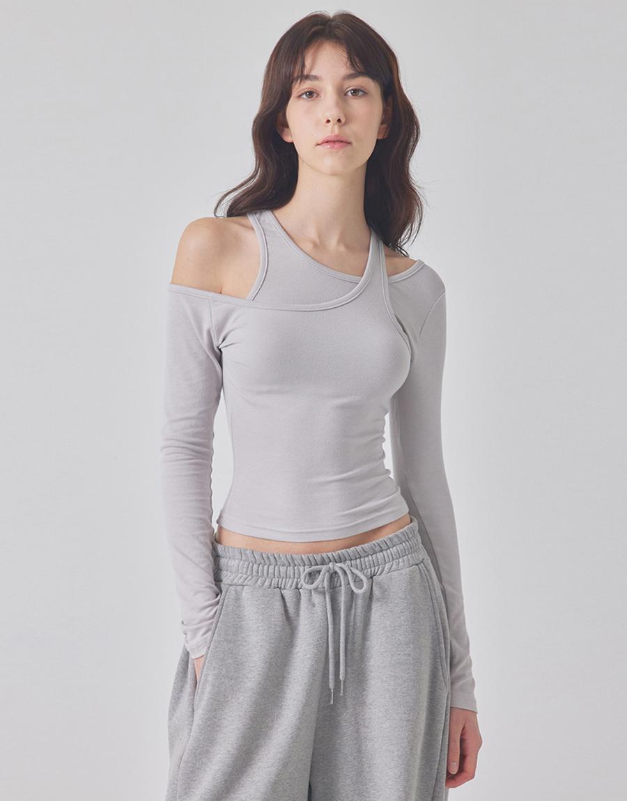 UNBALANCED SHOULDER LAYERED TOP