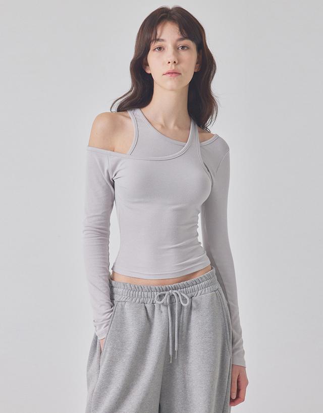 UNBALANCED SHOULDER LAYERED TOP