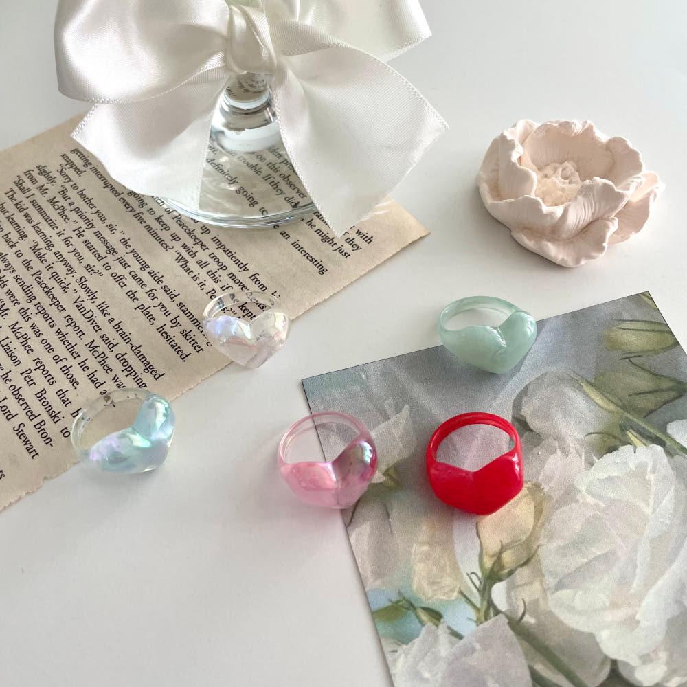 [무배/당일출고] 유기견 유기묘 후원 기부 ﻿아크릴 하트 마블반지 우정반지