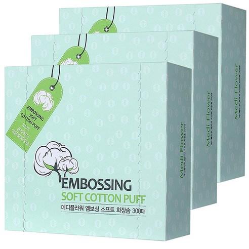 메디플라워 엠보싱 소프트 화장솜, 300매입, 3개 - 화장솜/면봉 | 쿠팡