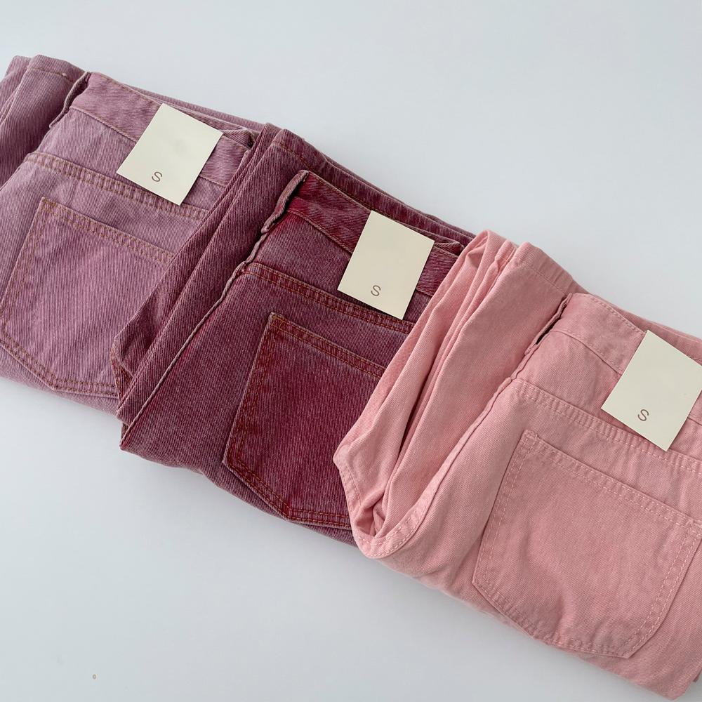 골덴 코듀로이 빈티지 뮤트핑크 다잉 데님 팬츠 와이드 일자바지 가을