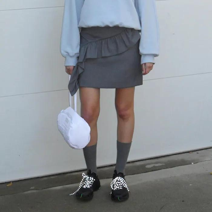 RUFFLED MINI SKIRT_GREY_LC241_SK02GR