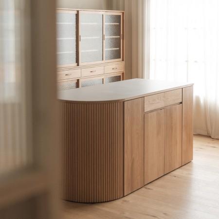 고요 세라믹 원목 아일랜드 식탁 오크