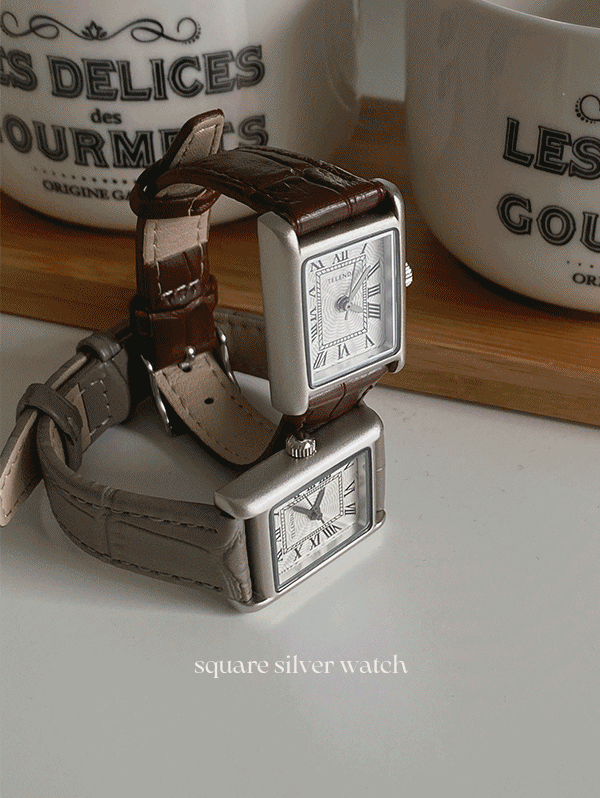 square silver watch - 3color
