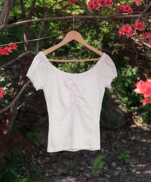 엔젤 레이스 퍼프 티셔츠