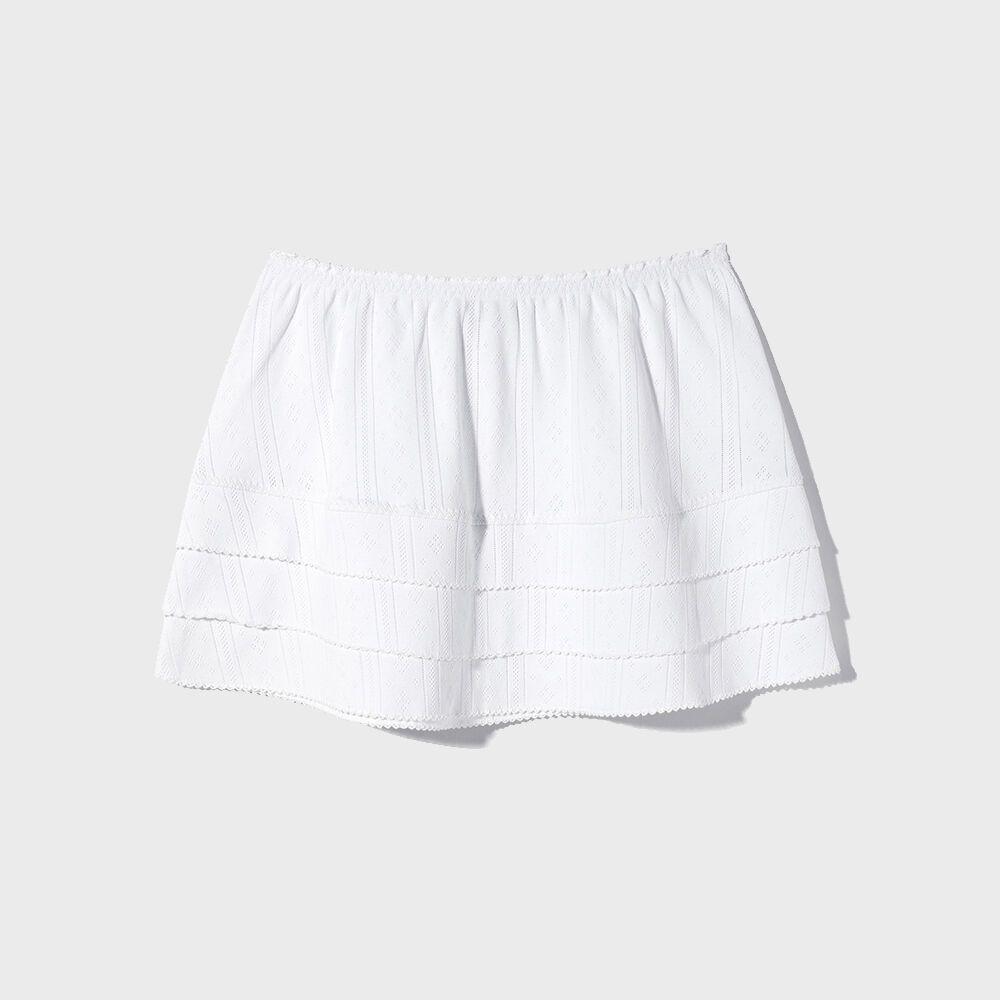 EYELET FRILL SKIRT WHITE