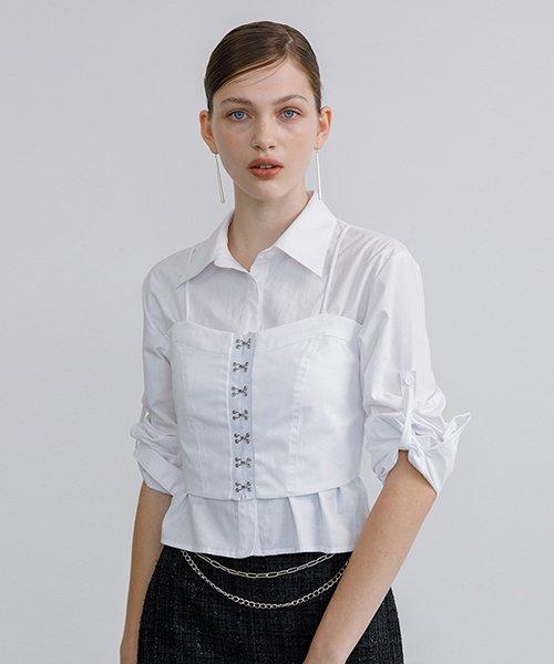 레이어드 뷔스티에 후크 셔츠 (화이트)