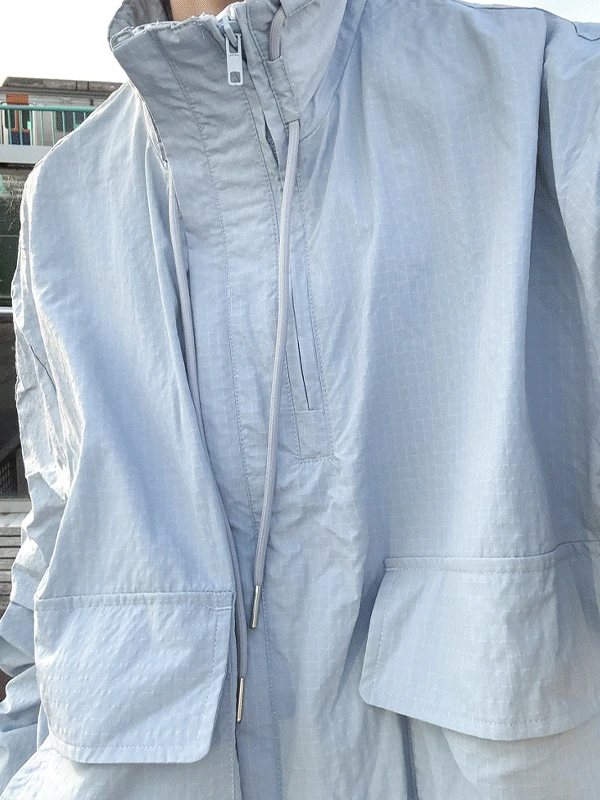 (공용사이즈/커플룩) 시어서커 오버핏 바막 집업점퍼, 2colors