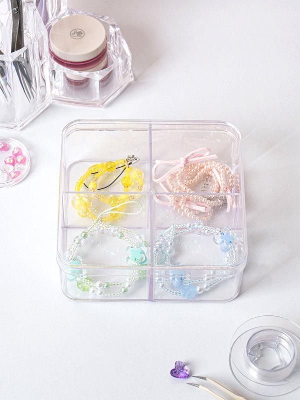 정사각 클리어 뚜껑 수납함 4칸