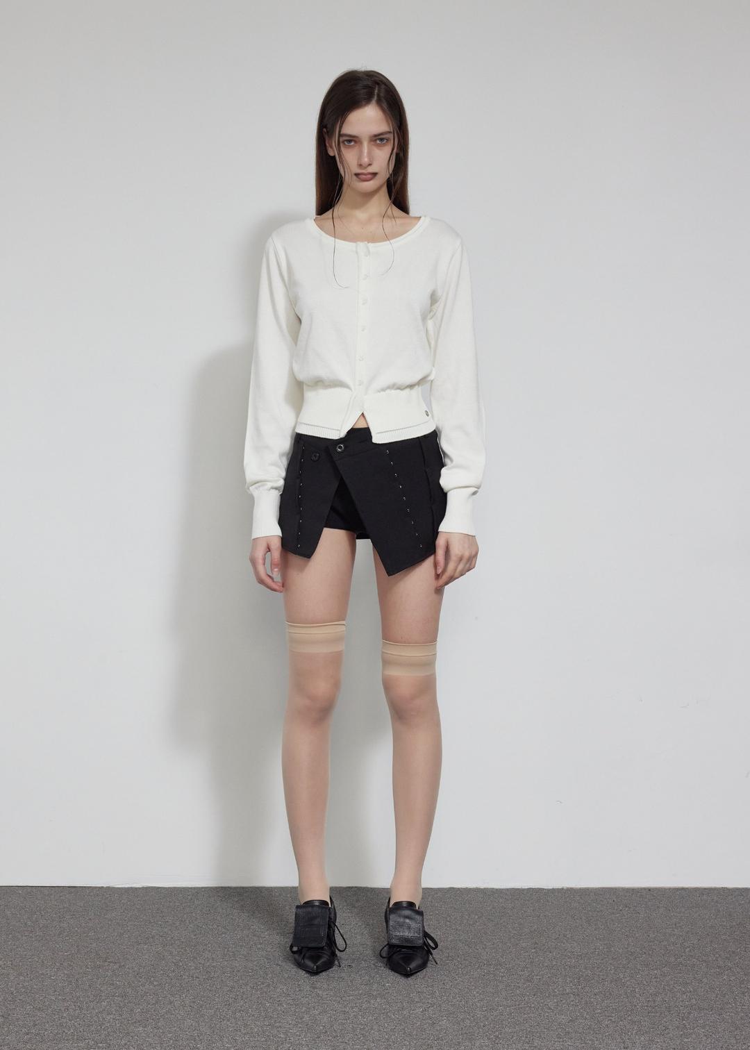 LAYERED KNIT CARDIGAN, IVORY